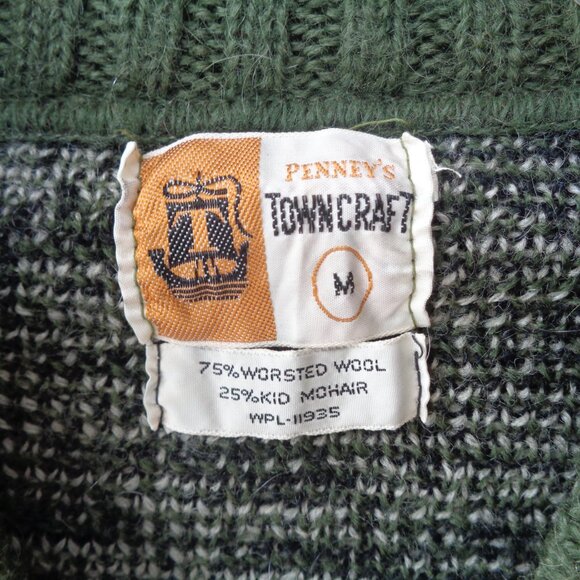 Vintage PENNEY'S TOWNCRAFT WOOL & MOHAIR SWEATER - M Camo Plaid - Picture 2 of 6